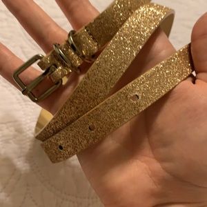 Gold glitter dress belt